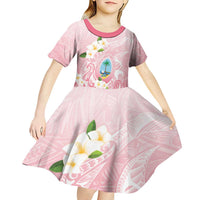 Guam Fishhook Mix Guasali Flowers Kid Short Sleeve Dress Dreaming Coral