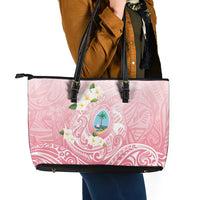Guam Fishhook Mix Guasali Flowers Leather Tote Bag Dreaming Coral