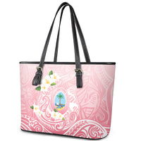 Guam Fishhook Mix Guasali Flowers Leather Tote Bag Dreaming Coral
