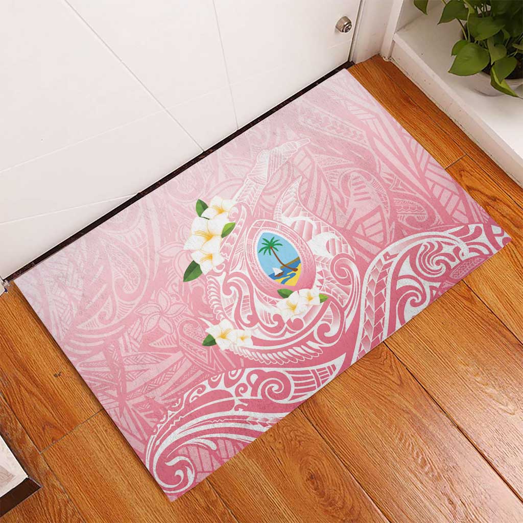 Guam Fishhook Mix Guasali Flowers Rubber Doormat Dreaming Coral