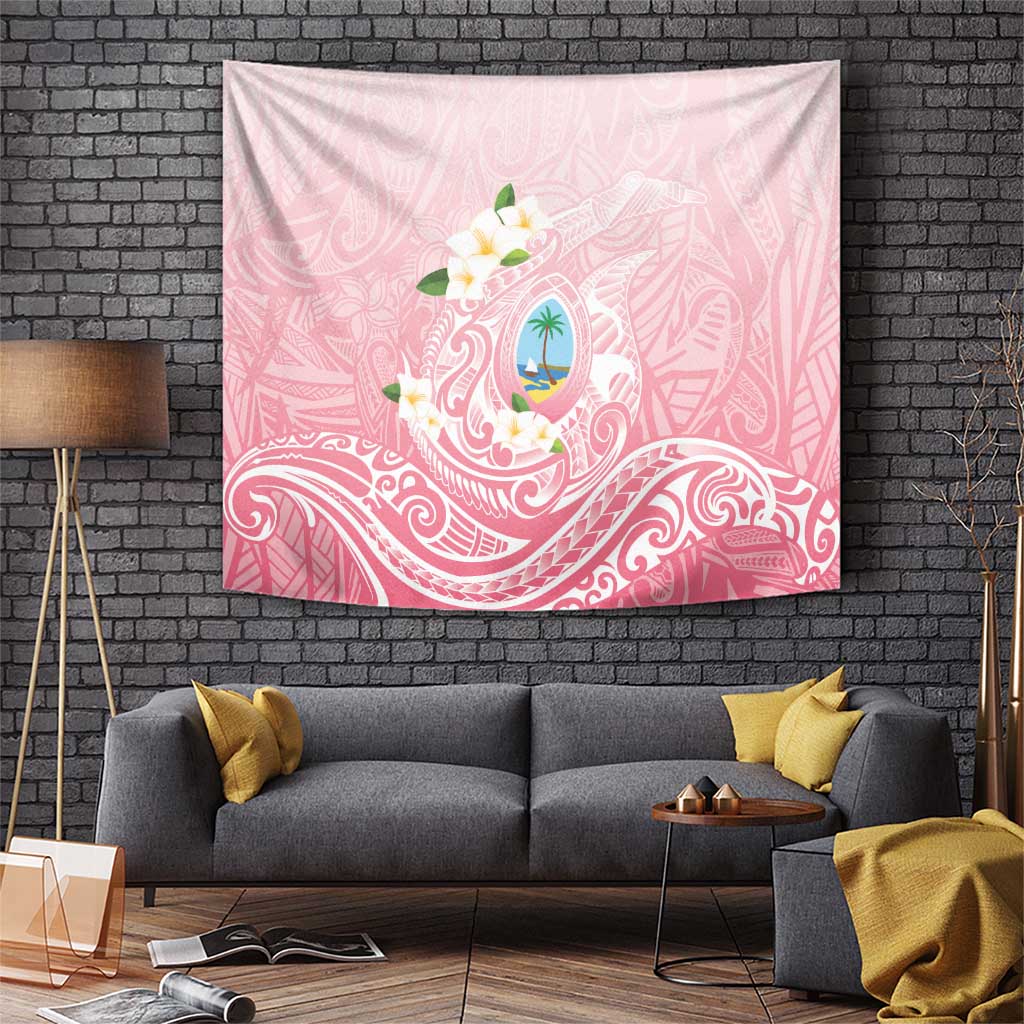 Guam Fishhook Mix Guasali Flowers Tapestry Dreaming Coral
