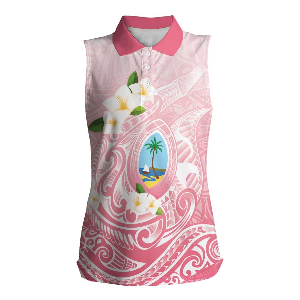 Guam Fishhook Mix Guasali Flowers Women Sleeveless Polo Shirt Dreaming Coral