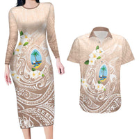 Guam Fishhook Mix Guasali Flowers Couples Matching Long Sleeve Bodycon Dress and Hawaiian Shirt Dreaming Hazel