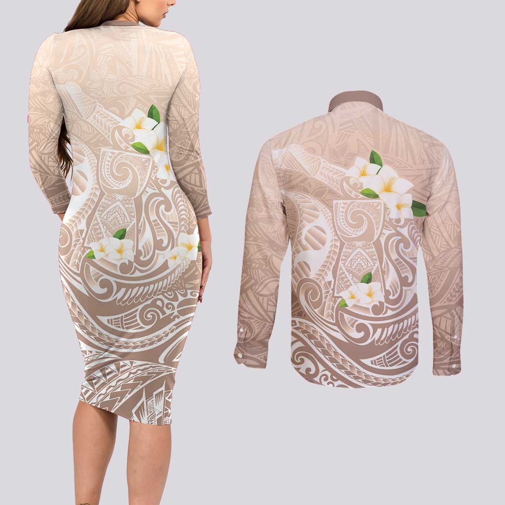 Guam Fishhook Mix Guasali Flowers Couples Matching Long Sleeve Bodycon Dress and Long Sleeve Button Shirt Dreaming Hazel