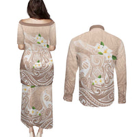 Guam Fishhook Mix Guasali Flowers Couples Matching Puletasi and Long Sleeve Button Shirt Dreaming Hazel