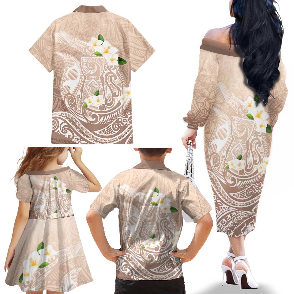 Guam Fishhook Mix Guasali Flowers Family Matching Off The Shoulder Long Sleeve Dress and Hawaiian Shirt Dreaming Hazel LT7 - Polynesian Pride