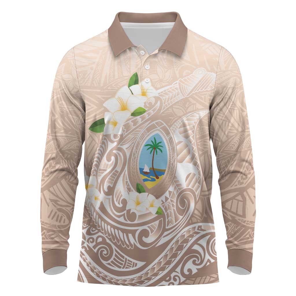 Guam Fishhook Mix Guasali Flowers Long Sleeve Polo Shirt Dreaming Hazel