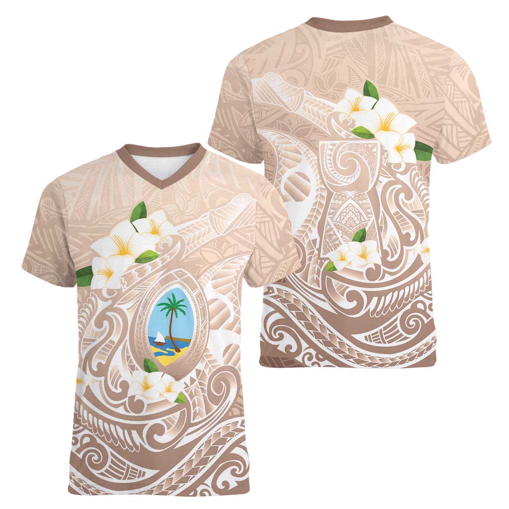 Guam Fishhook Mix Guasali Flowers Women V-Neck T-Shirt Dreaming Hazel