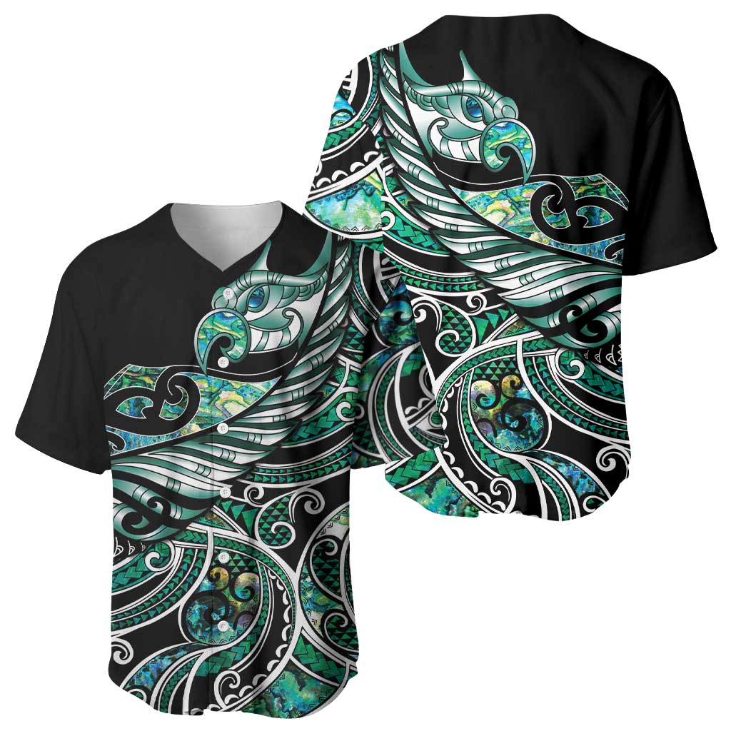 Maori Matariki - Manaia Baseball Jersey Emerald Paua Shell