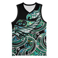 Maori Matariki - Manaia Basketball Jersey Emerald Paua Shell