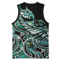 Maori Matariki - Manaia Basketball Jersey Emerald Paua Shell