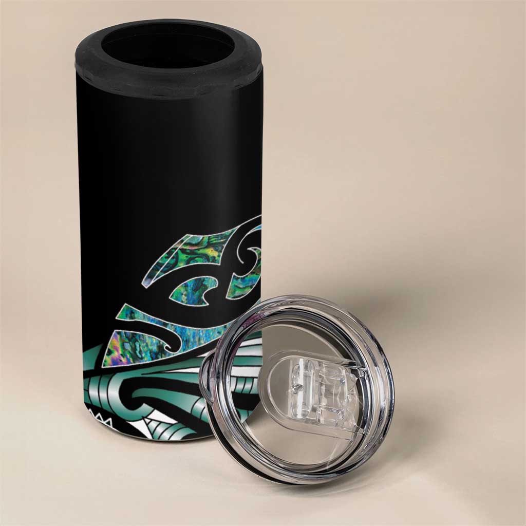 Maori Matariki - Manaia 4 in 1 Can Cooler Tumbler Emerald Paua Shell