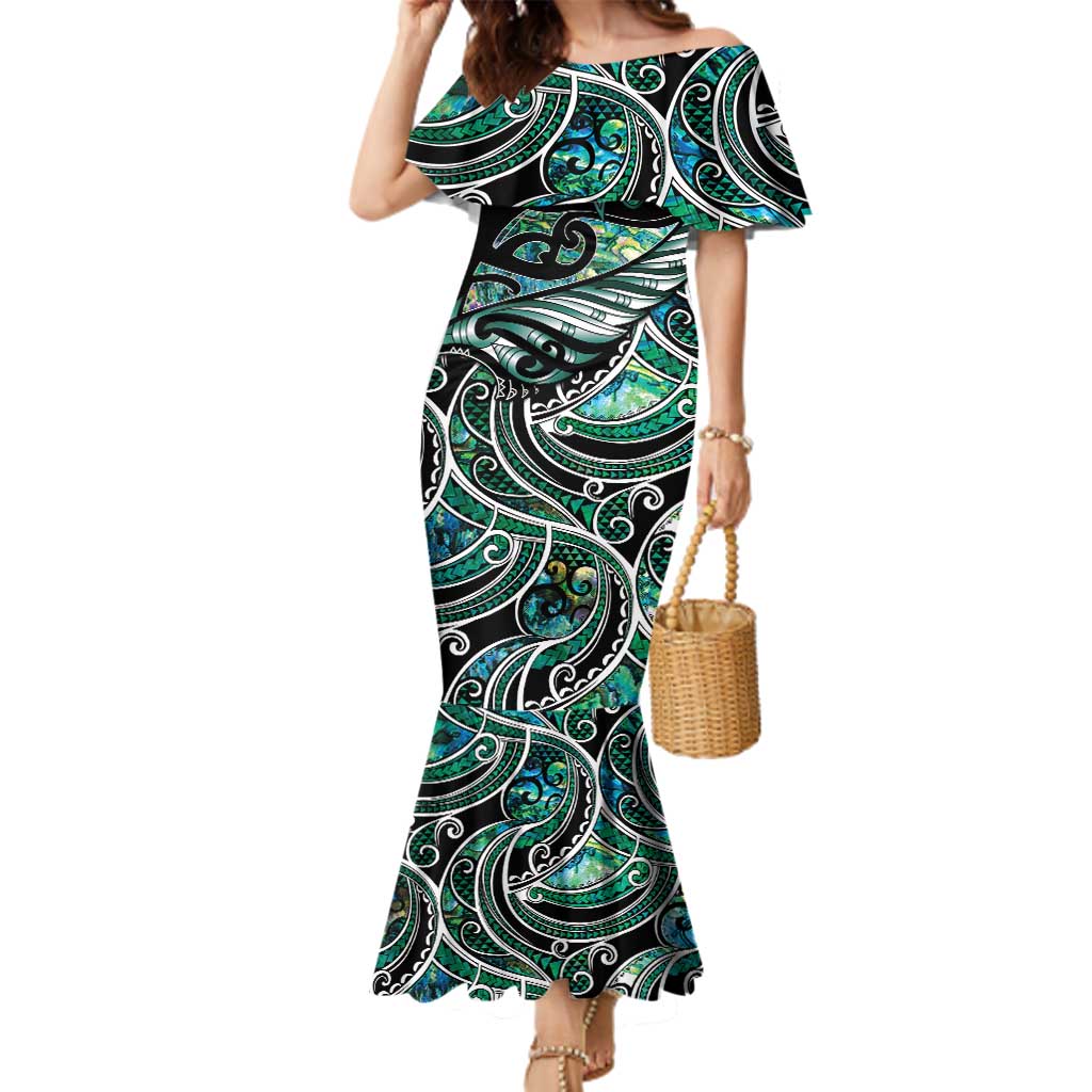 Maori Matariki - Manaia Family Matching Mermaid Dress and Hawaiian Shirt Emerald Paua Shell