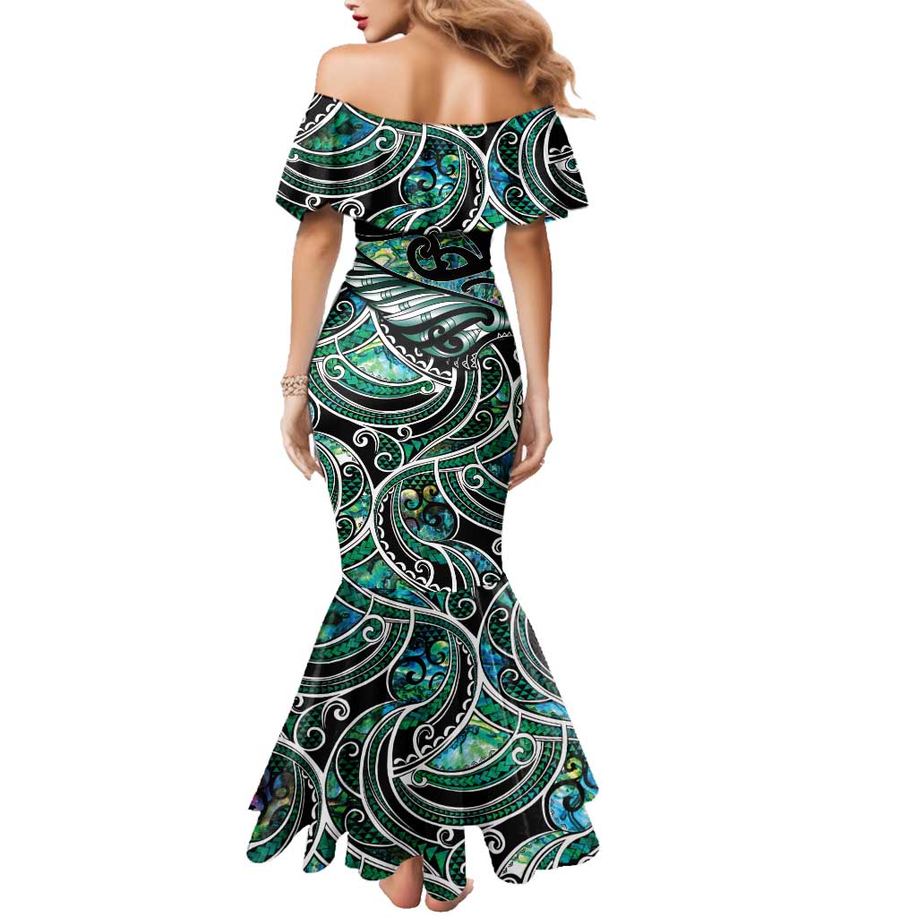 Maori Matariki - Manaia Family Matching Mermaid Dress and Hawaiian Shirt Emerald Paua Shell