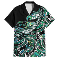 Maori Matariki - Manaia Family Matching Off The Shoulder Long Sleeve Dress and Hawaiian Shirt Emerald Paua Shell