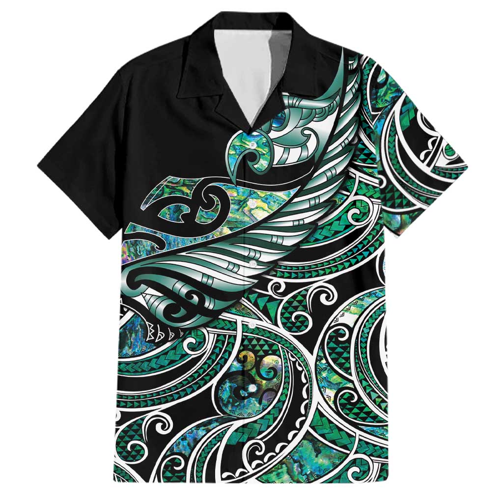 Maori Matariki - Manaia Family Matching Off Shoulder Maxi Dress and Hawaiian Shirt Emerald Paua Shell