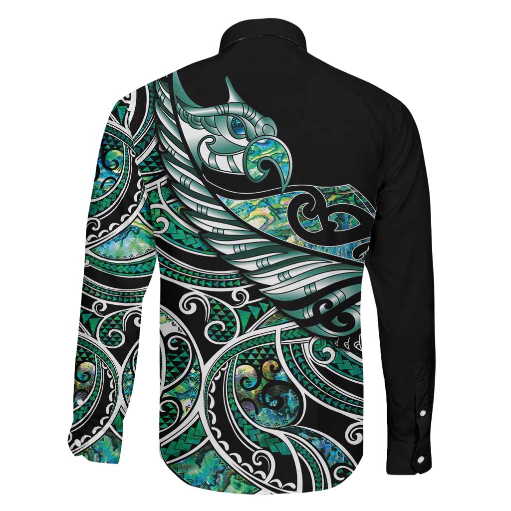 Maori Matariki - Manaia Family Matching Off Shoulder Maxi Dress and Hawaiian Shirt Emerald Paua Shell