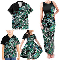 Maori Matariki - Manaia Family Matching Tank Maxi Dress and Hawaiian Shirt Emerald Paua Shell