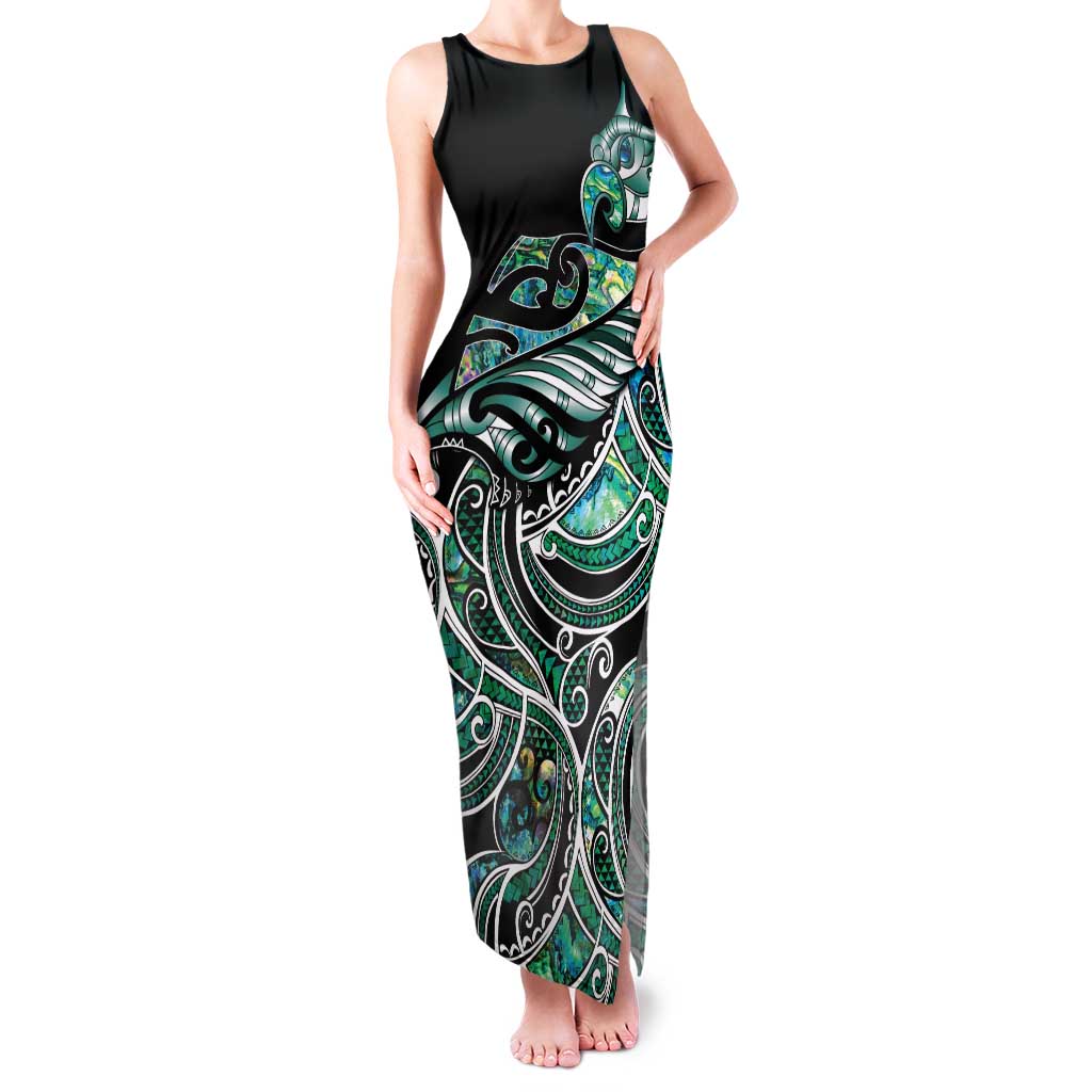 Maori Matariki - Manaia Family Matching Tank Maxi Dress and Hawaiian Shirt Emerald Paua Shell