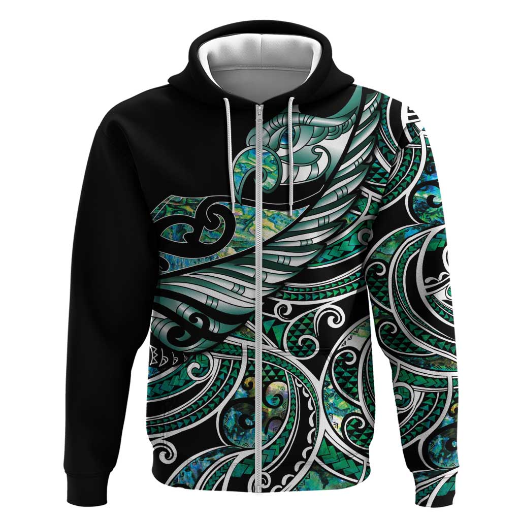 Maori Matariki - Manaia Hoodie Emerald Paua Shell