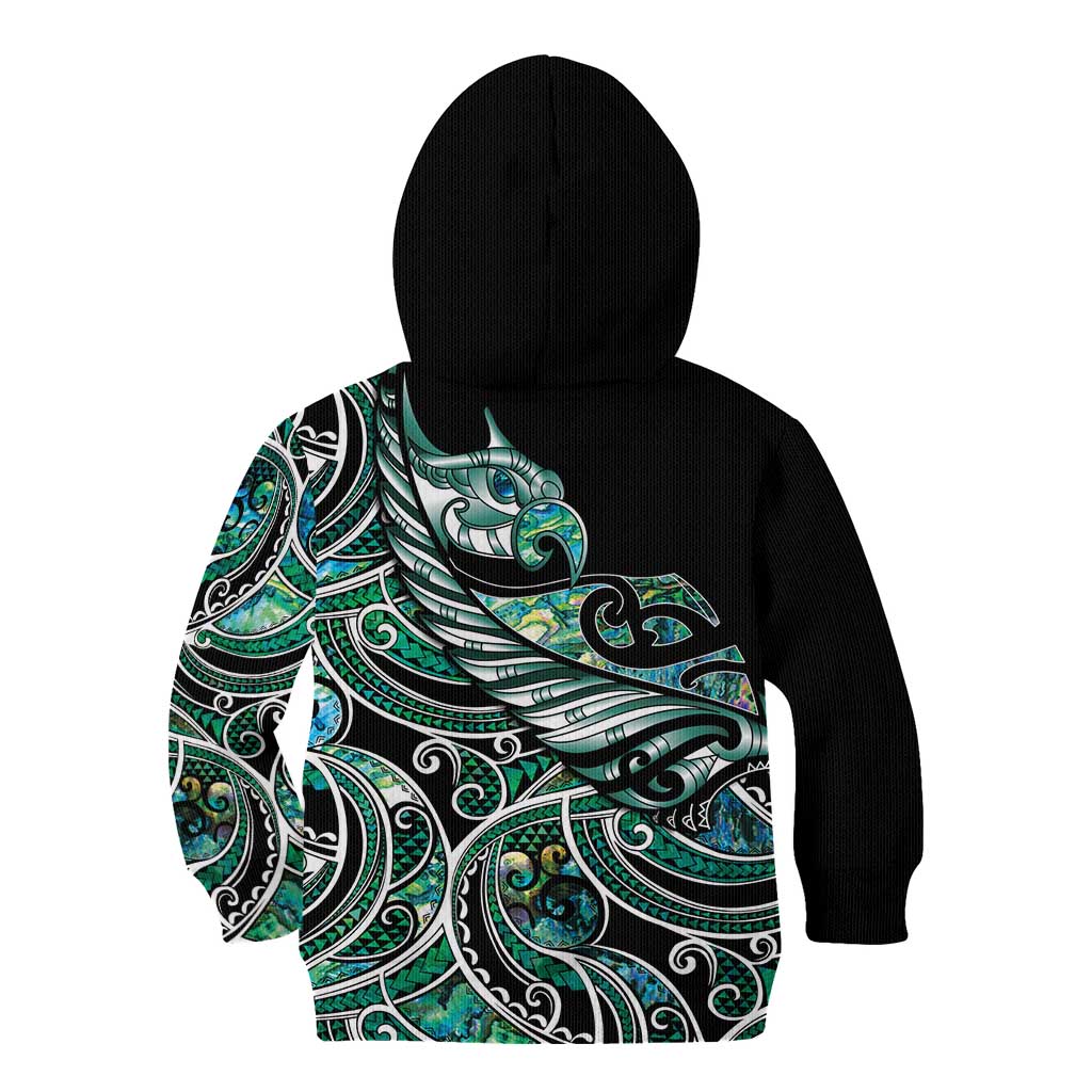 Maori Matariki - Manaia Kid Hoodie Emerald Paua Shell