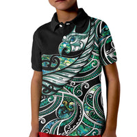 Maori Matariki - Manaia Kid Polo Shirt Emerald Paua Shell