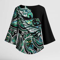 Maori Matariki - Manaia Kimono Sleeve Blouse Emerald Paua Shell