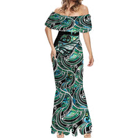 Maori Matariki - Manaia Mermaid Dress Emerald Paua Shell