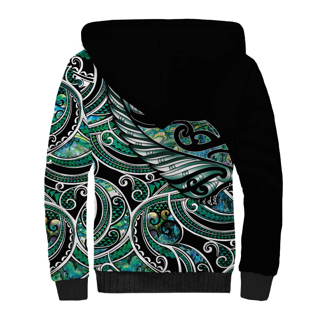 Maori Matariki - Manaia Sherpa Hoodie Emerald Paua Shell