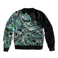 Maori Matariki - Manaia Sleeve Zip Bomber Jacket Emerald Paua Shell