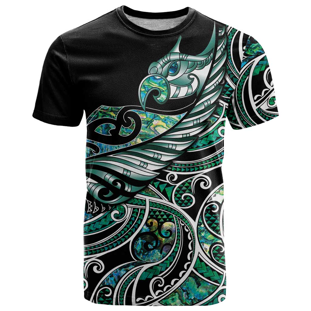 Maori Matariki - Manaia T Shirt Emerald Paua Shell