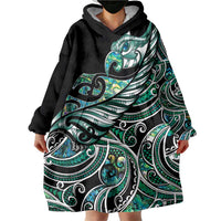 Maori Matariki - Manaia Wearable Blanket Hoodie Emerald Paua Shell
