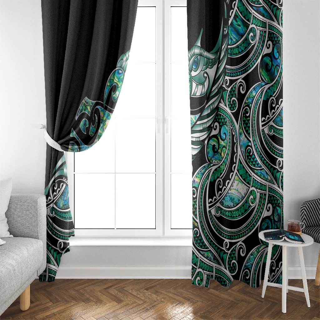 Maori Matariki - Manaia Window Curtain Emerald Paua Shell