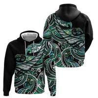Maori Matariki - Manaia Zip Hoodie Emerald Paua Shell