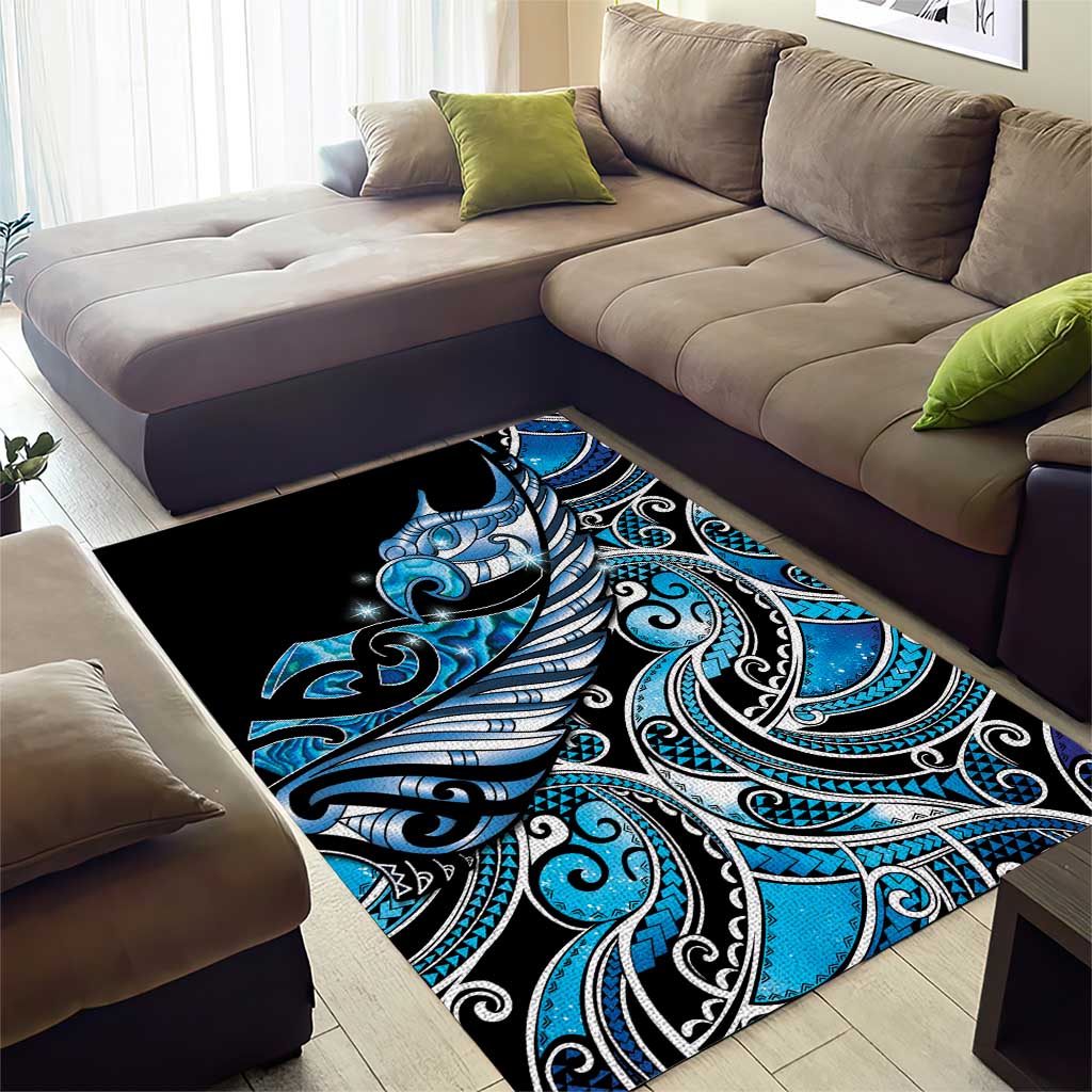 Maori Matariki - Manaia Area Rug Galaxy Blue Paua Shell