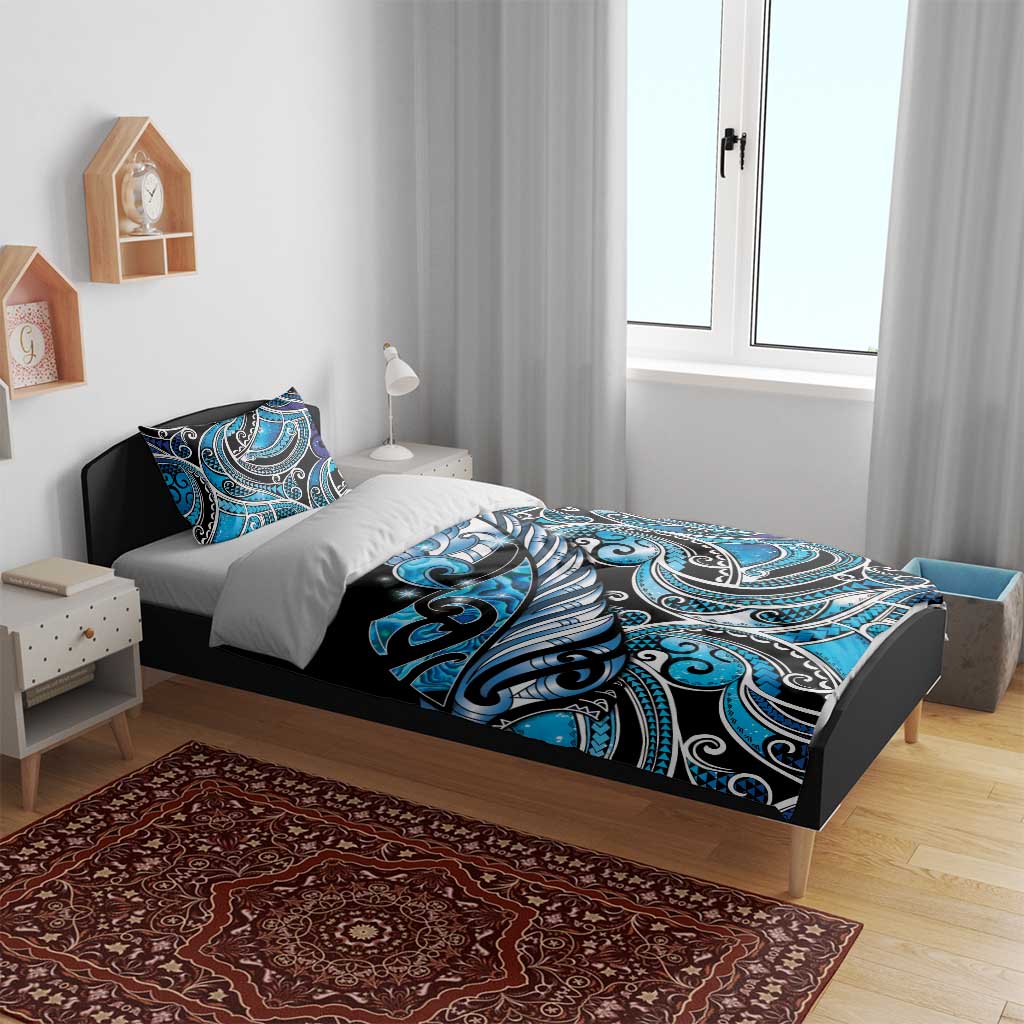 Maori Matariki - Manaia Bedding Set Galaxy Blue Paua Shell