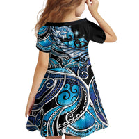 Maori Matariki - Manaia Family Matching Off The Shoulder Long Sleeve Dress and Hawaiian Shirt Galaxy Blue Paua Shell LT7 - Polynesian Pride