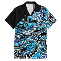 Maori Matariki - Manaia Family Matching Off Shoulder Short Dress and Hawaiian Shirt Galaxy Blue Paua Shell