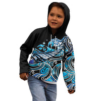 Maori Matariki - Manaia Kid Hoodie Galaxy Blue Paua Shell