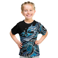 Maori Matariki - Manaia Kid T Shirt Galaxy Blue Paua Shell