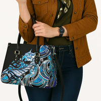Maori Matariki - Manaia Leather Bag Galaxy Blue Paua Shell