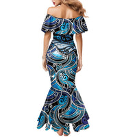 Maori Matariki - Manaia Mermaid Dress Galaxy Blue Paua Shell