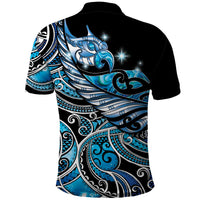 Maori Matariki - Manaia Polo Shirt Galaxy Blue Paua Shell