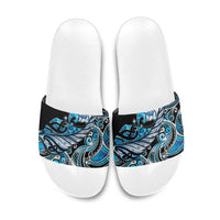 Maori Matariki - Manaia Slide Sandals Galaxy Blue Paua Shell