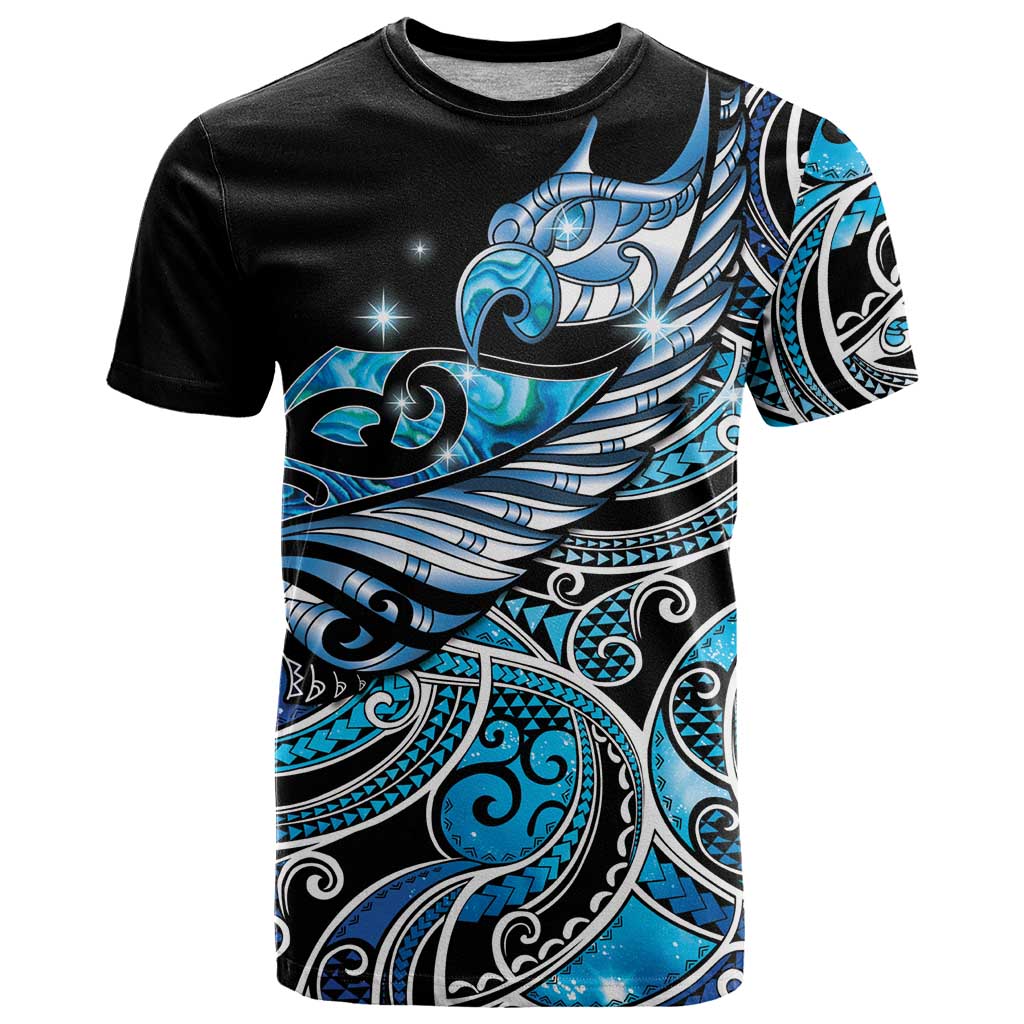 Maori Matariki - Manaia T Shirt Galaxy Blue Paua Shell