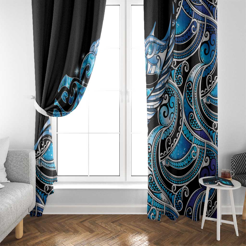 Maori Matariki - Manaia Window Curtain Galaxy Blue Paua Shell