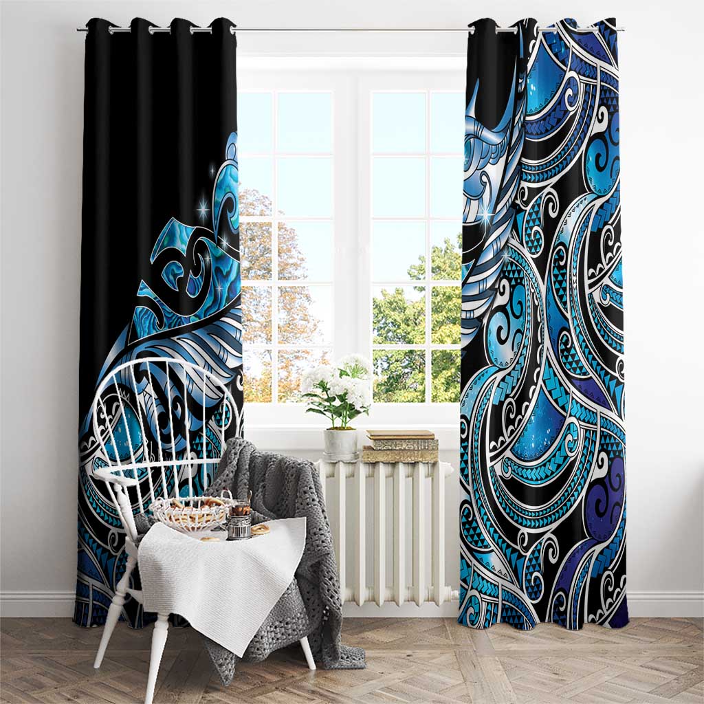 Maori Matariki - Manaia Window Curtain Galaxy Blue Paua Shell