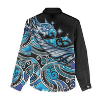 Maori Matariki - Manaia Women Casual Shirt Galaxy Blue Paua Shell