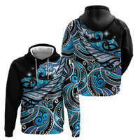 Maori Matariki - Manaia Zip Hoodie Galaxy Blue Paua Shell