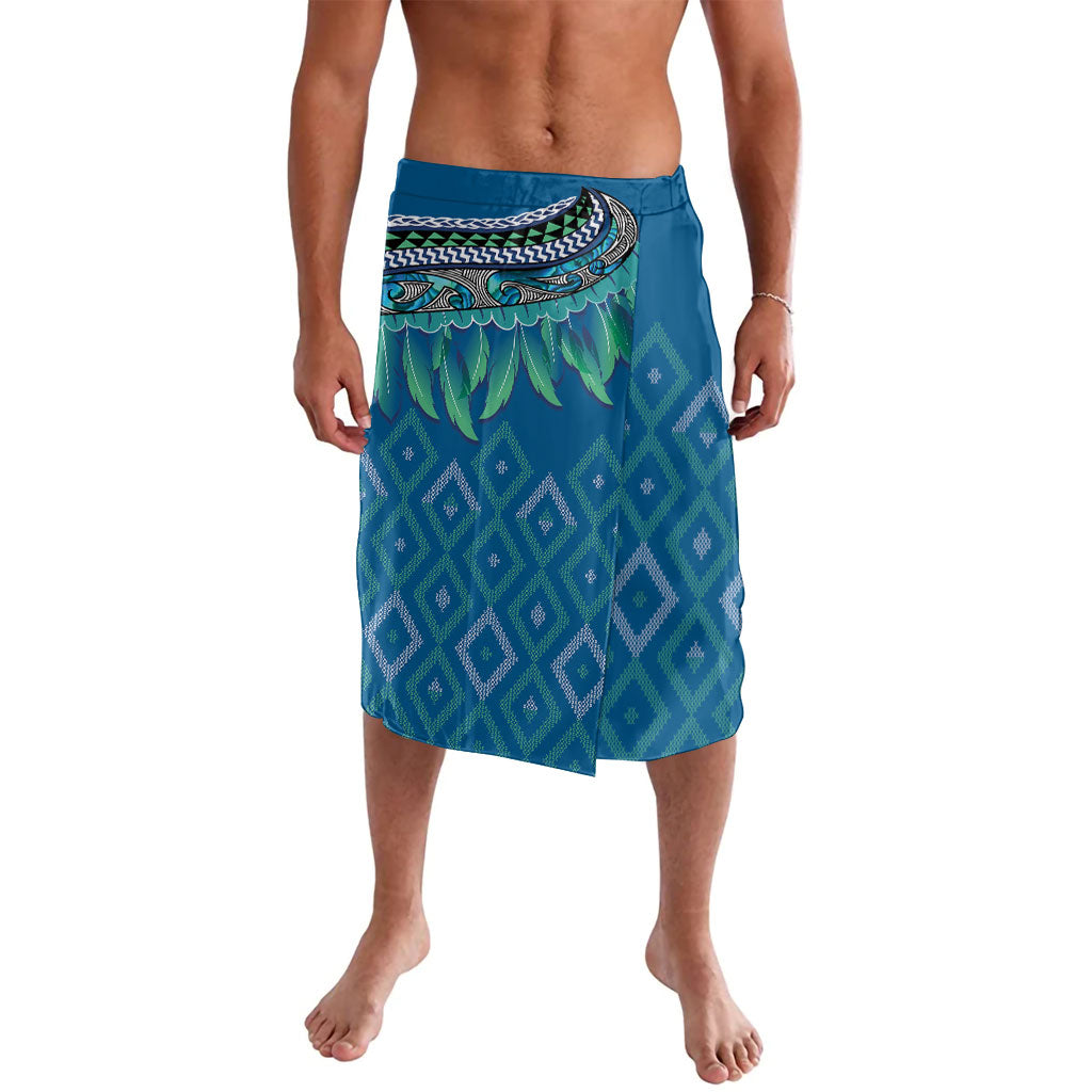 Aotearoa Maori Ngati Kahungunu Iwi Paua Blue Lavalava Korowai Tukutuku Kaokao Motifs LT7 Green Blue - Polynesian Pride